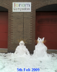 A snowman and snowcat 2009